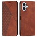 iPhone 16 Rhombus Pattern Wallet Case with Magnetic Closure