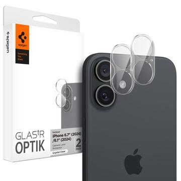 Spigen Optik.tR Chránič Objektívu Fotoaparátu iPhone 16/16 Plus - Čierny