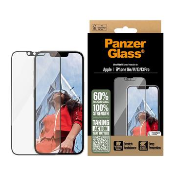 Ochrana obrazovky z tvrdeného skla iPhone 16e/14/13/13 Pro PanzerGlass Ultra-Wide Fit EasyAligner - Čierny okraj