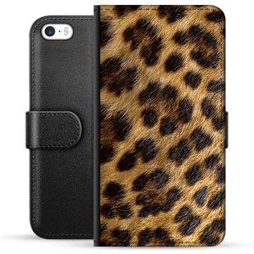 iPhone 5/5S/SE prémiové puzdro na peňaženku - Leopard