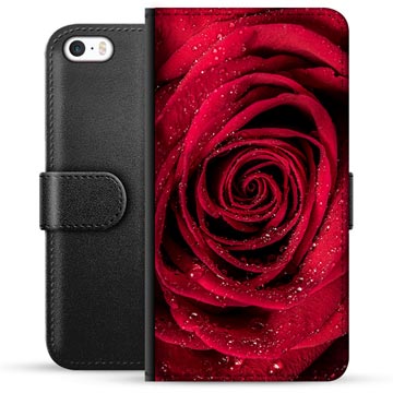 iPhone 5/5S/SE prémiové puzdro na peňaženku - Rose