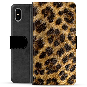 iPhone X / iPhone XS prémiové puzdro na peňaženku - Leopard