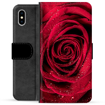 iPhone X / iPhone XS prémiové puzdro na peňaženku - Rose