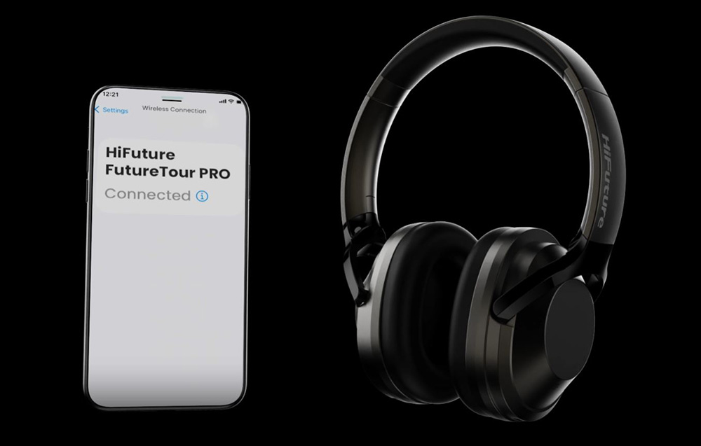 HiFuture FutureTour Pro Wireless Headphones - ANC, Bluetooth 5.2 - Black